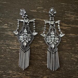 Elegant Silver Crystal Chandelier earrings